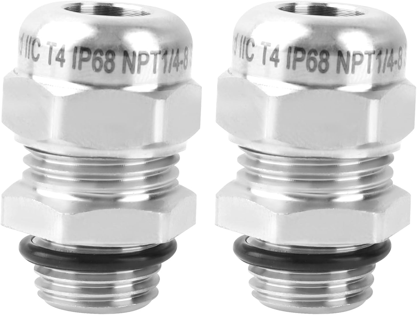 NPT 1/4" Stainless Steel Waterproof Cable Gland IP68 Waterproof Cable Gland Adjustable 4-8mm Cable Gland Protectors - 2 Pcs