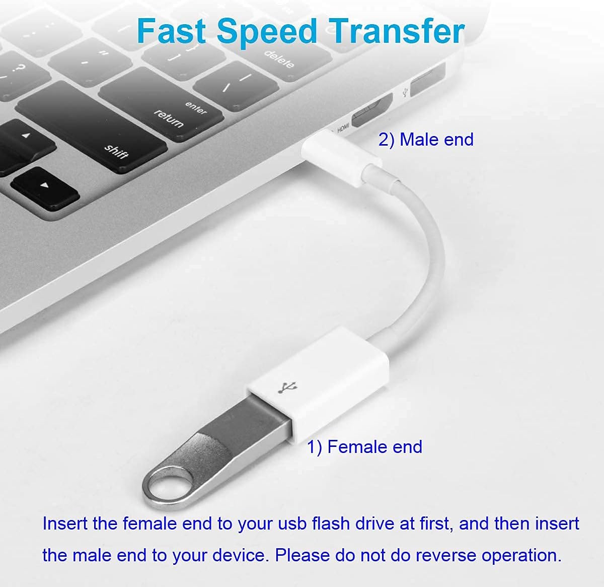 FLEAVER USB C to USB Adapter [2 Pack],Type-C OTG Cable Type C Male to USB A Female Adapter Compatible with Pro/Air 2019 2018 2017,S20 S20+ Ultra Note 10 S9 S8 (White)