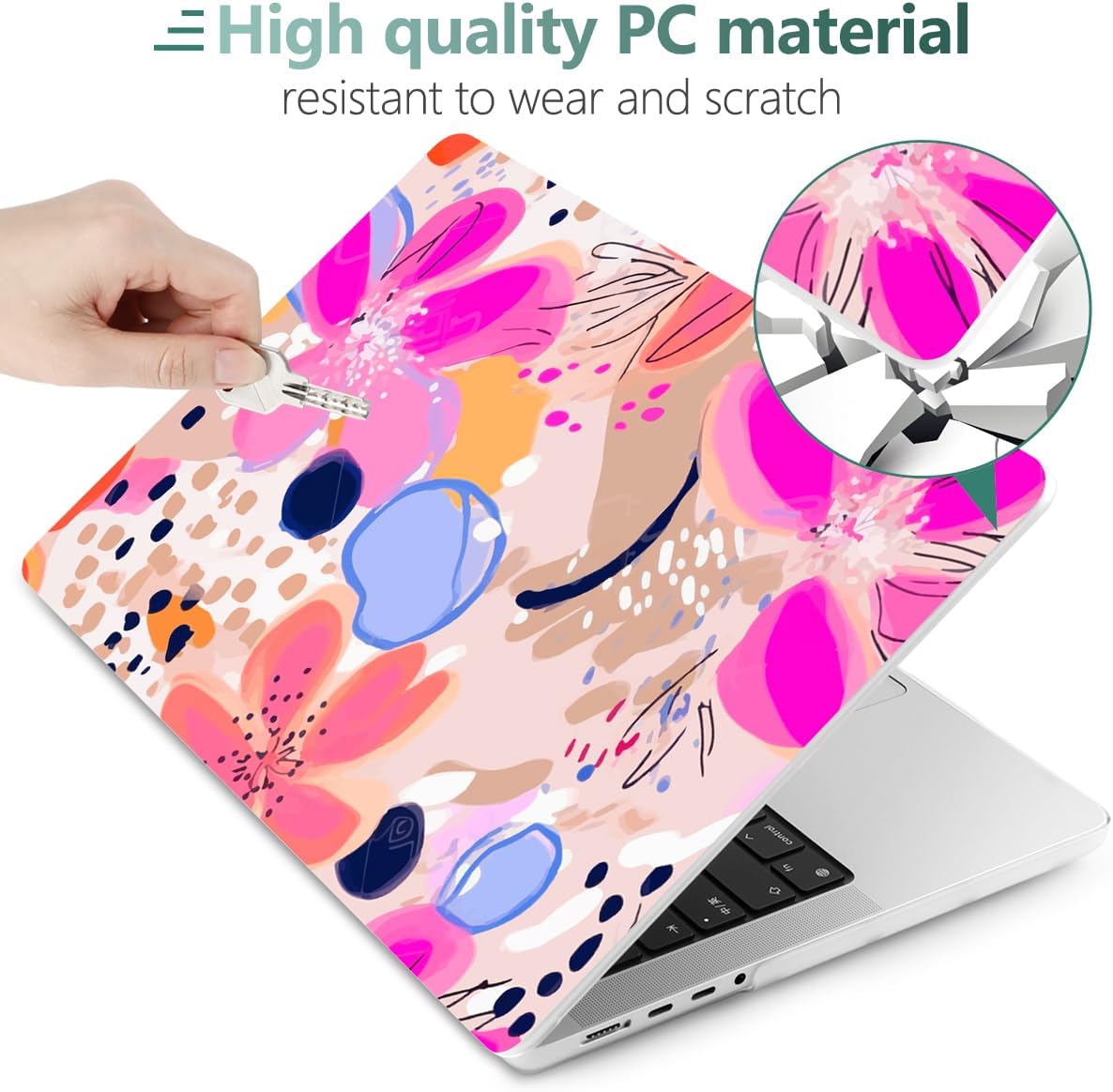 DONGKE for M4 MacBook Pro 16 Inch Case 2024 2023 2021 A3403 A3186 M3 A2991 M2 A2780 M1 A2485 Pro/Max Chip, Plastic Hard Shell Case & Keyboard Cover for Mac Pro 16 with Touch ID, Floral Artistic