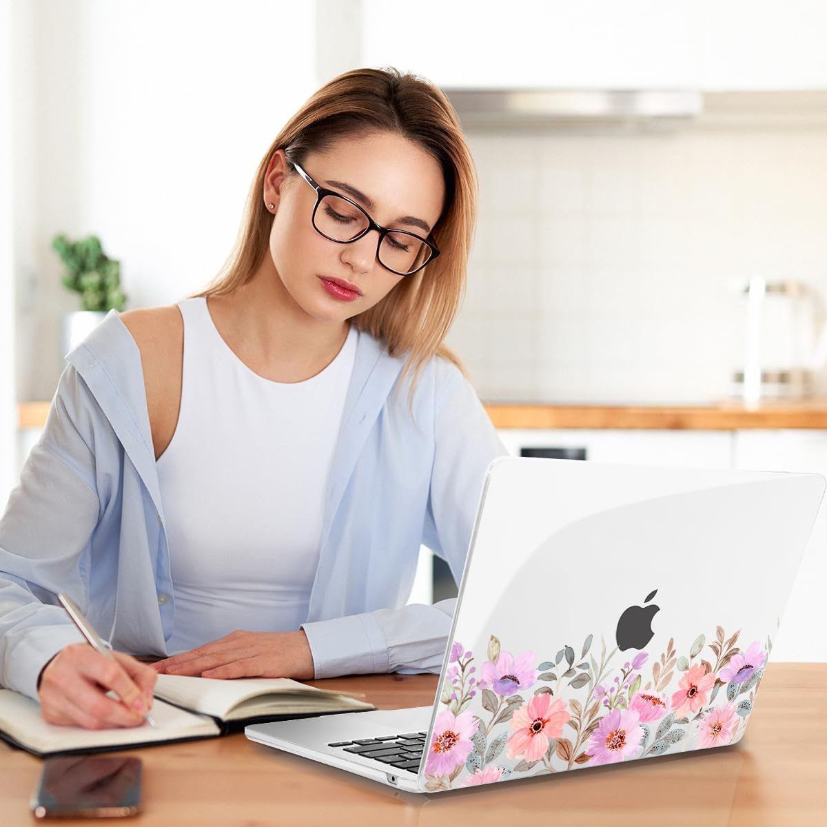 Teryeefi for M4 M3 M2 MacBook Air 15 Inch 2025 2024 2023 Case Model A3241 A3114 A2941 with Liquid Retina Display, Protective Plastic Hard Shell Cover with Keyboard Cover - Pink Flower Garden-A