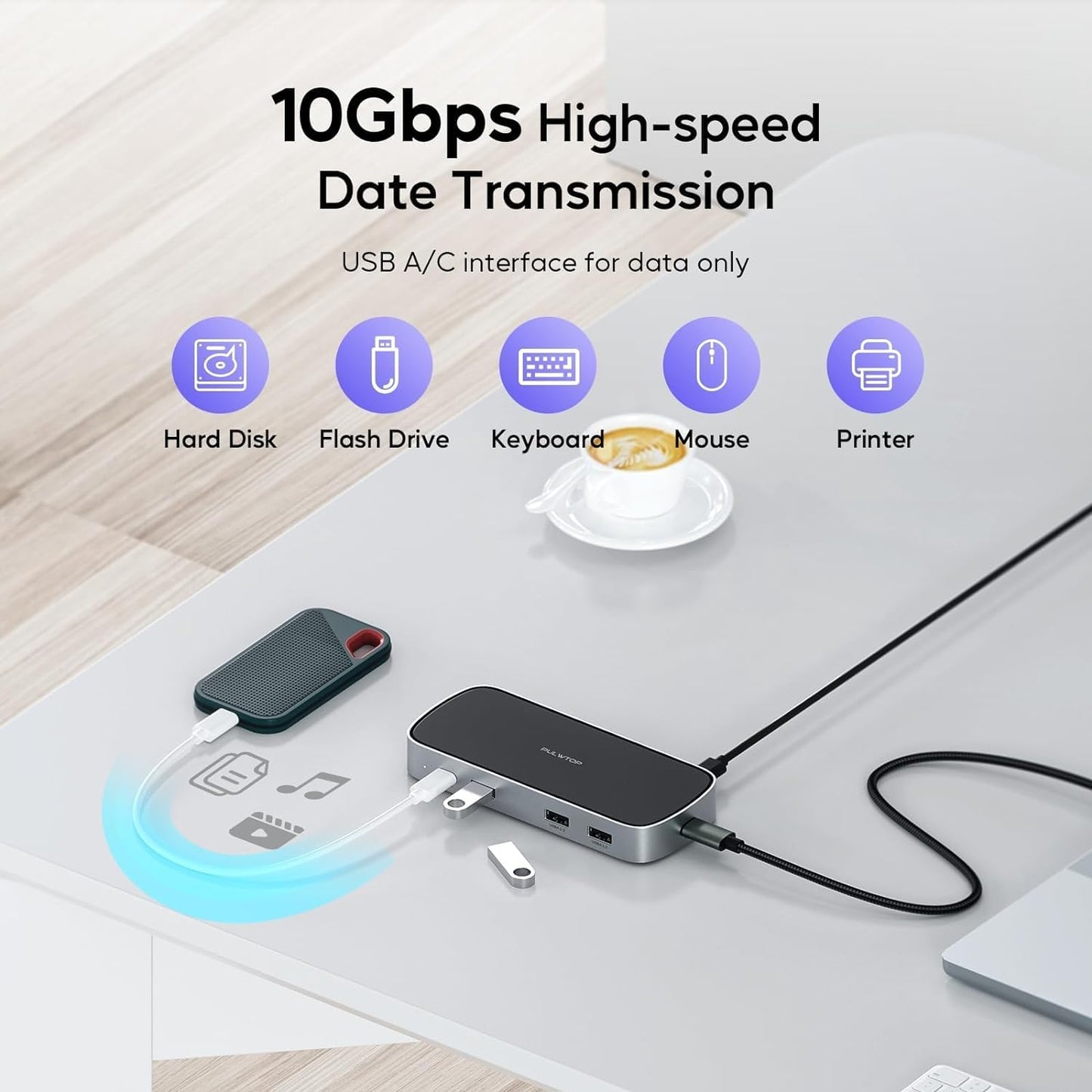 Laptop Docking Station - Triple USB-C, Dual 4K Display, Macbook M1/M2/M3/Windows, USB-A, Ethernet