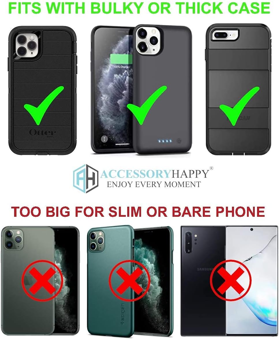 AH Men Phone Belt Holder Pouch Cell Phone case Nylon Phone Holster with Belt Loop Belt Clip for iPhone16 Plus 16 Pro Max 15 Plus, S24 S25 Ultra Clip Pouch fits Otterbox/Thick Case (X-Large)