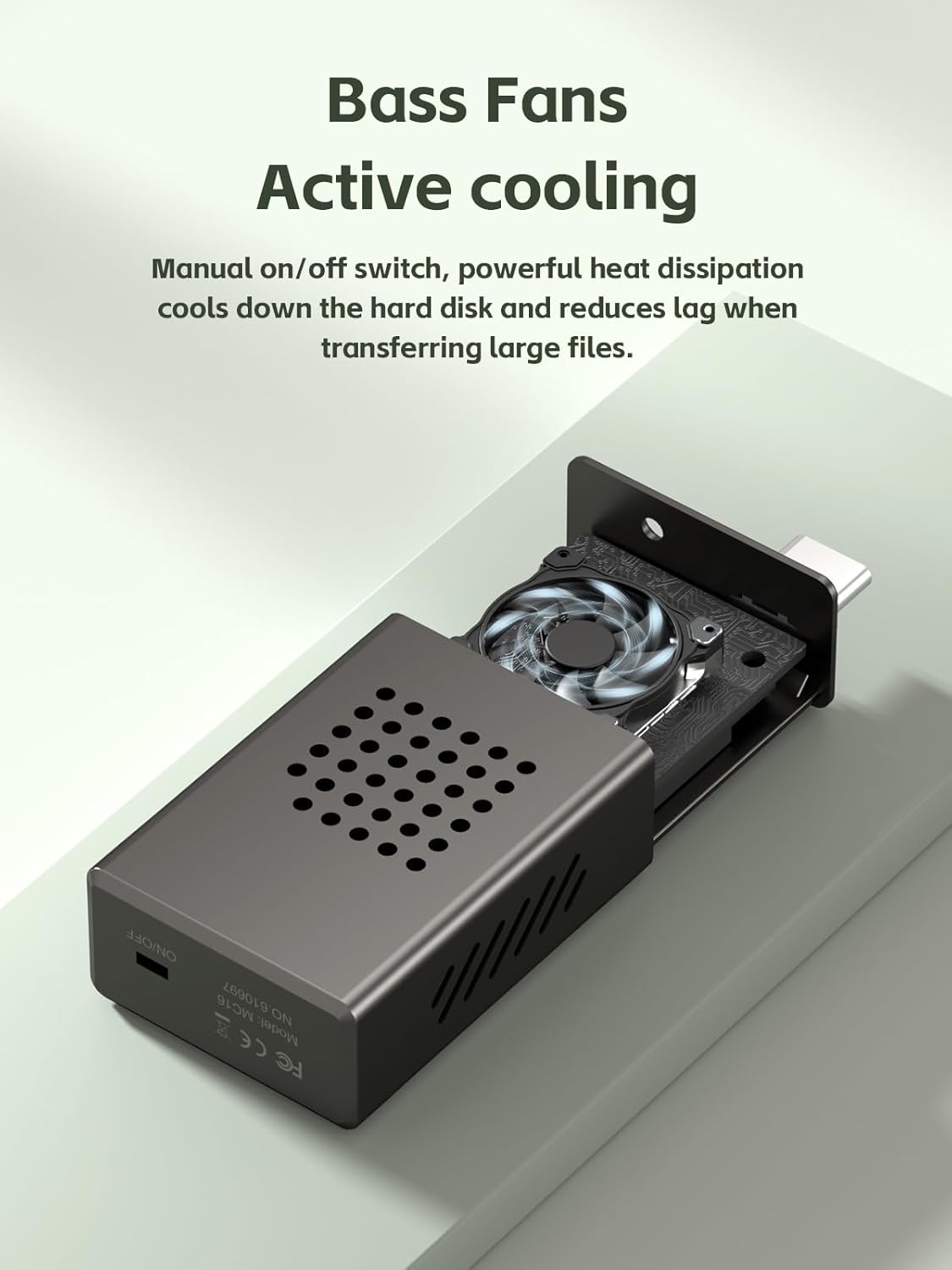 Hagibis 2230 M.2 NVMe SSD Enclosure with Cooling Fan for iPhone 16 15 Pro Max ProRes, USB 3.2 Gen 2 10Gbps to NVMe PCI-E External M.2 SSD Case for MacBook Laptop iPad Android