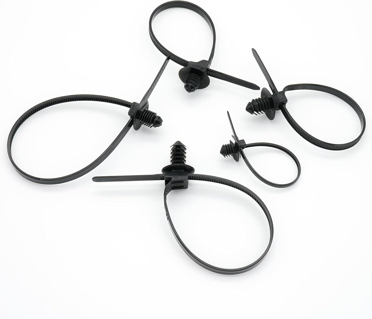 240 Pcs Push Mount Cable Ties Assorted Sizes, Black Nylon Push Mount Zip Ties Wire Harness Clips, 6-Types Snap in Zip Ties Self Locking Automotive Wire Ties for Wire Tying, Automotive