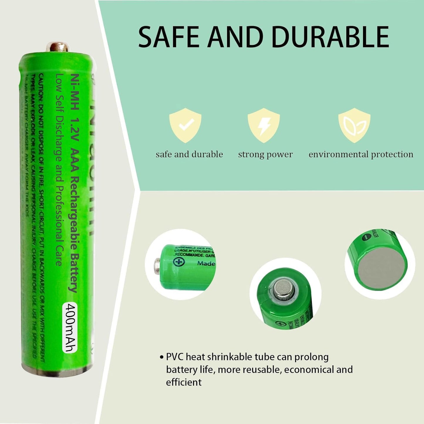 4 Pack NI-MH AAA Rechargeable Battery for Panasonic, 1.2V 400mah AAA Rechargeable Batteries for Panasonic Cordless Phones Handset, Remote Controls, Electronics