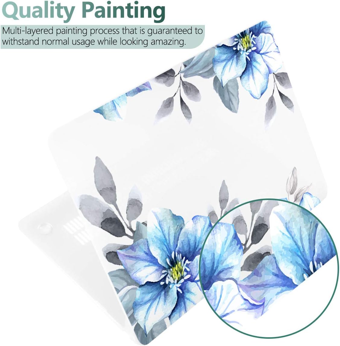 Batianda Case for MacBook Air 13 Inch M1 2020 2019 2018 Release Model A2337 A2179 A1932 with Retina & Touch ID, Floral Series Hard Shell Cover with Keyboard Cover & Screen Protector,Hibiscus Flower