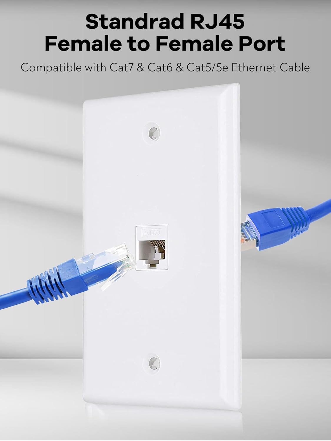 Ethernet Wall Plate, 1 Port Cat6 RJ45 Keystone Inline Coupler Wall Plate for Cat7/6/5/5e Ethernet Devices - White