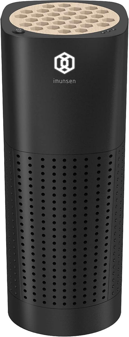 IMUNSEN M-003B True HEPA 13 Filter Air Purifier for Car, Desk, and Office with Carbon Deodorization Filter, 4-Stage Filtration, Smoke, Odors, Allergens, USB Port 5V, Made in Korea - Black