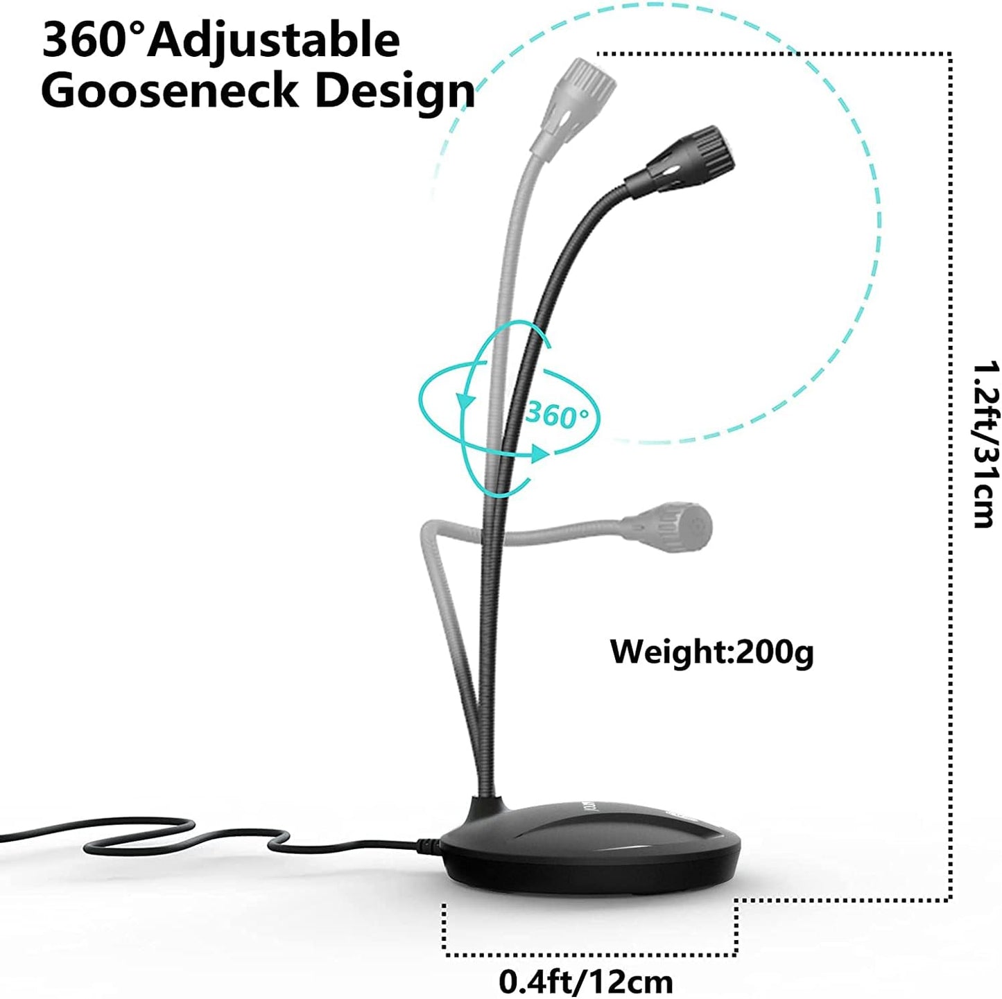 JOUNIVO USB Microphone for Computer, PC/Laptop Mic, Mute Button with LED Indicator, 360 Degree Gooseneck Design, Desktop Microphone for Streaming, Recording, Dictation, Podcasting, YouTube, JV610