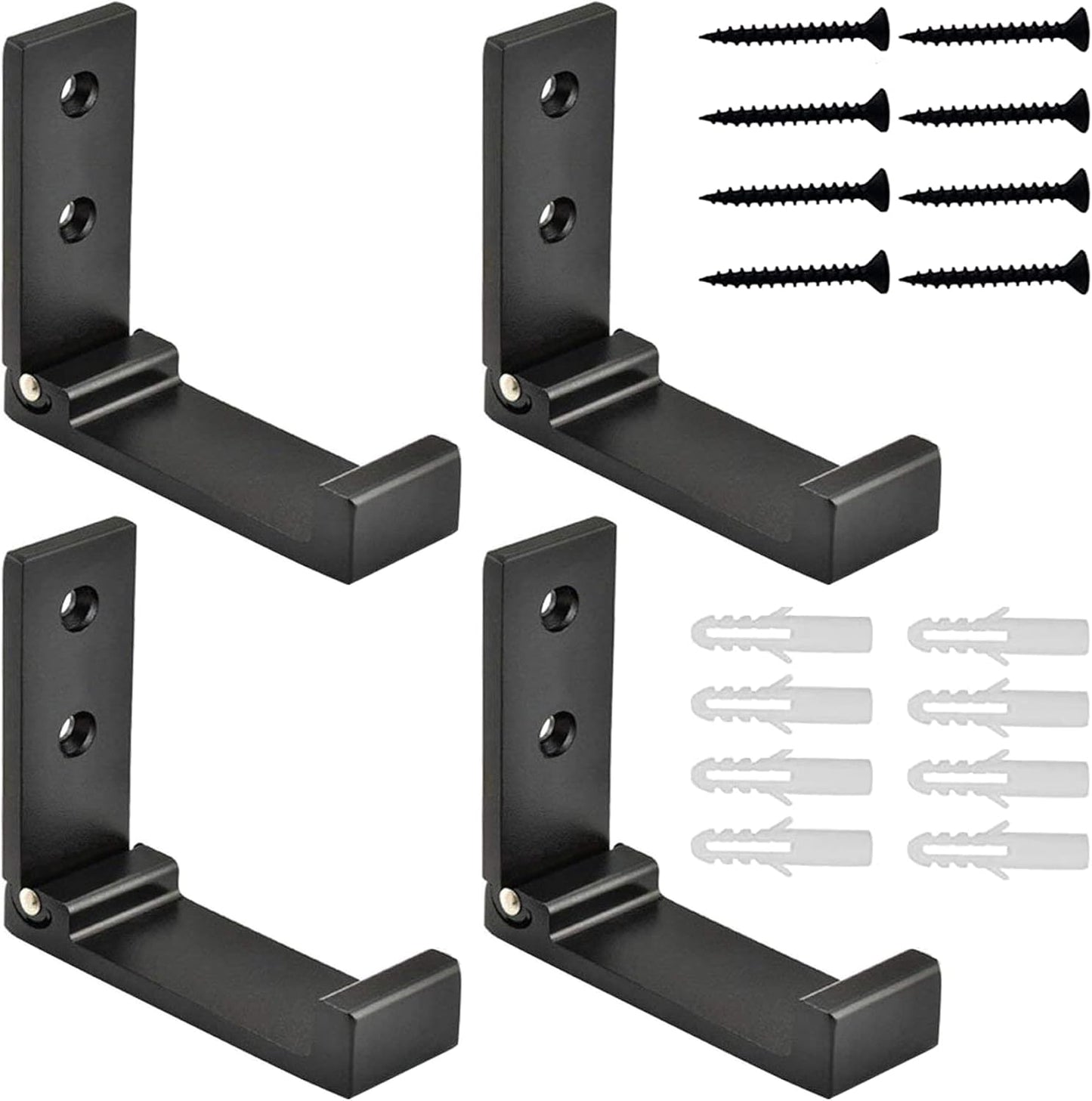 Folding Coat Hooks, Foldable Wall Hooks for Hanging Aluminum Alloy Cloth Hanger Coat Hanger Headphones Holder Headset Wall Hanger Hook- Pack of 4