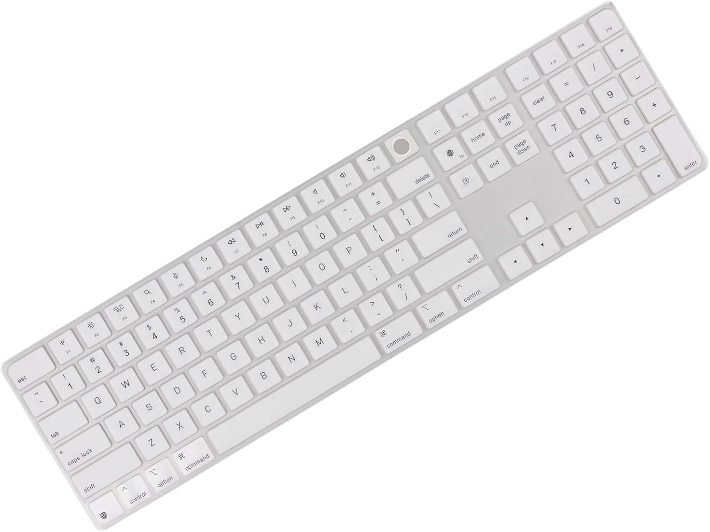 Allinside White Keyboard Cover for 2024 Mac Magic Keyboard with Touch ID and Numeric Keypad A3119 US Layout