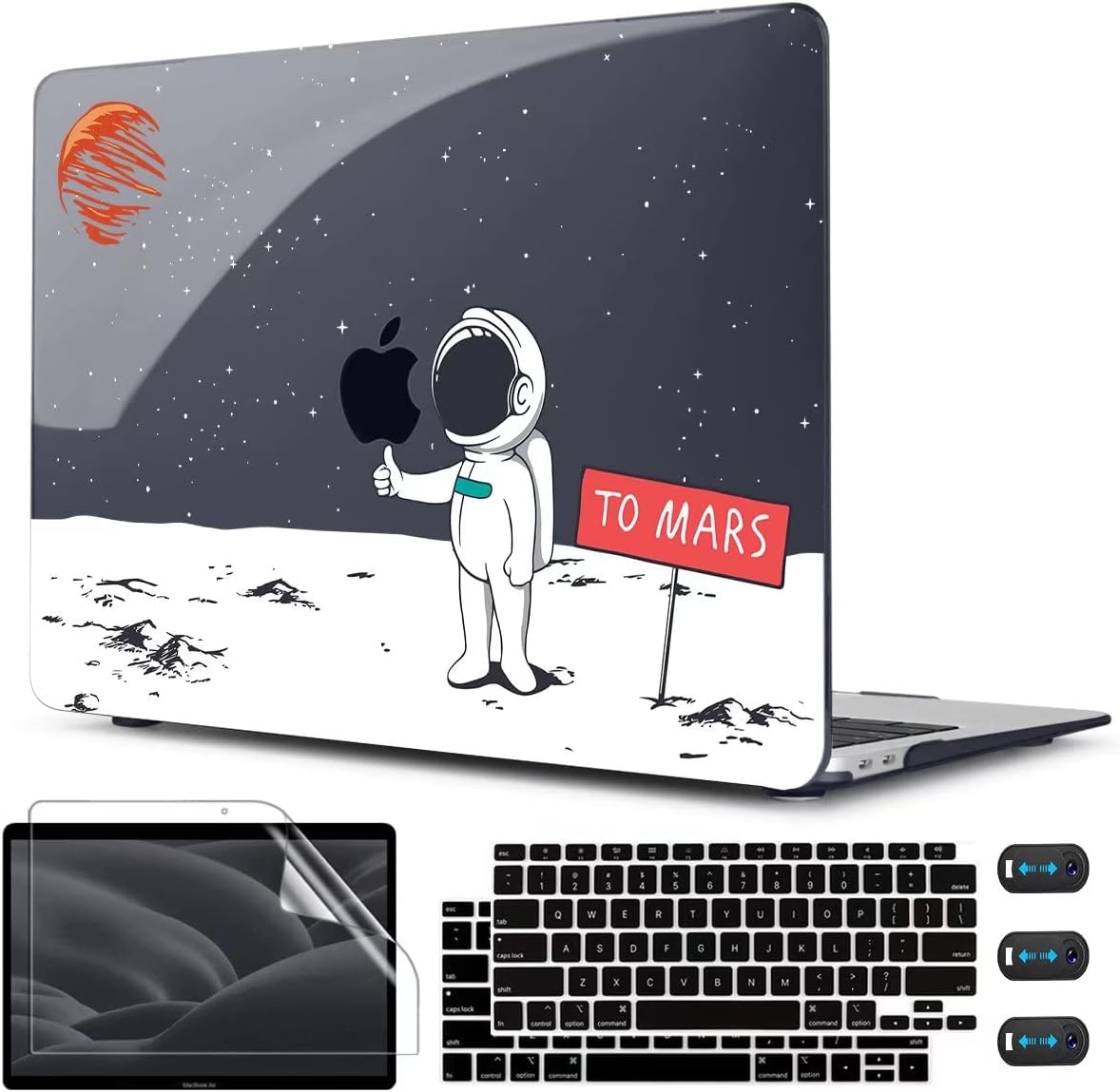 CISSOOK Compatible with MacBook Air 13 inch Case 2021 2020 2019 2018 Release A2337 M1 A2179 A1932, Astronaut Hard Shell Case for MacBook Air 13 Inch with Retina Display and Touch ID, Space Themed Mars
