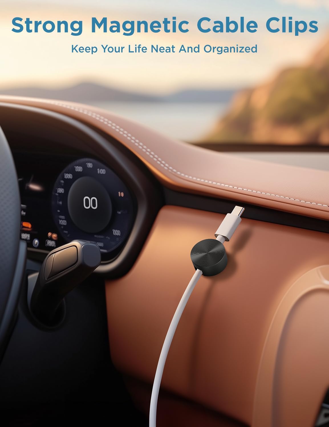 Magnetic Cord Holder Metal Black, Maveek Silicone Cable Clips Magnet Wire Management Cord Organizer for Bedside Table Office Desk Laptop Computer Charging Cables Outdoor Indoor (5 Piece)