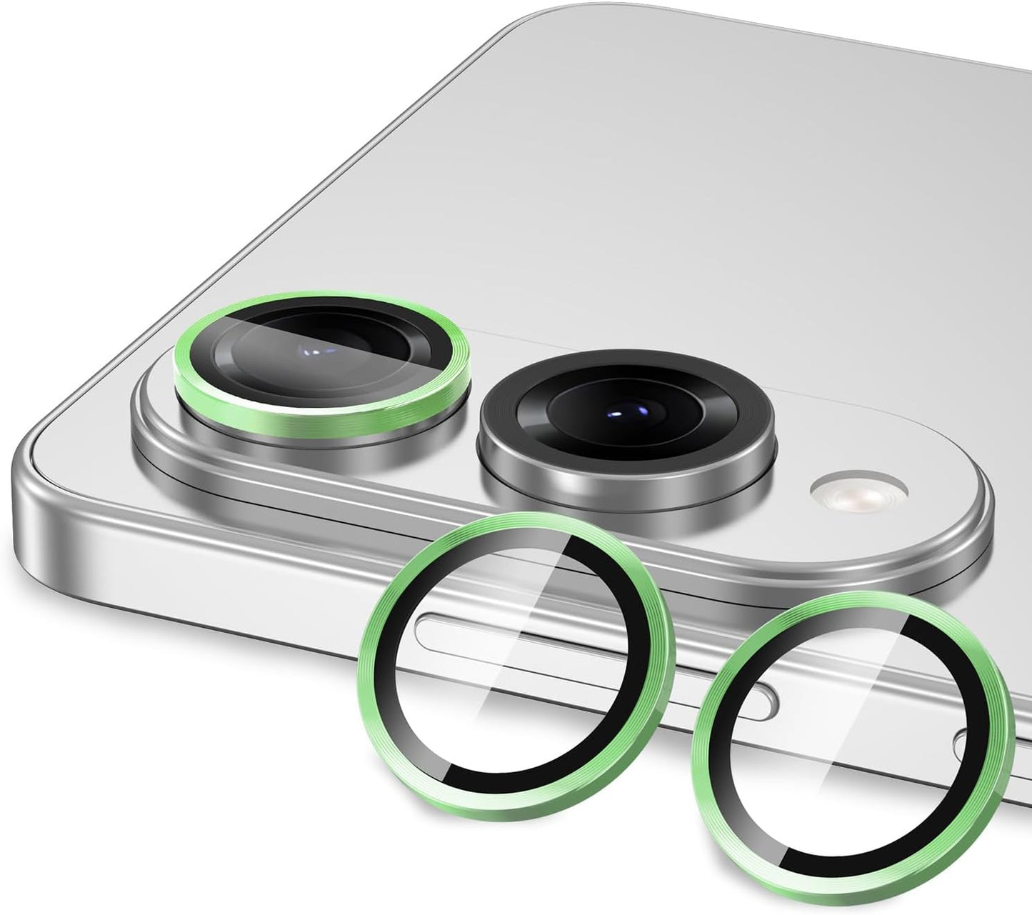 for Samsung Galaxy S25 Edge Camera Lens Protector, Individual Metal Ring Tempered Glass Lens Cover, [Strong Adsorption] Scratch Resistant Ultra-Thin HD Clear Lens Cover, 1 Set-Green