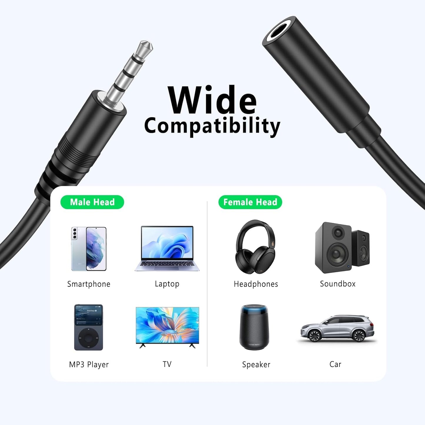 Amzpas Headphone Extension Cable, 4 Pole TRRS 3.5mm Extension Audio Cord Male to Female Stereo Audio Cable for Headset, iPhone, iPad, Smartphones, Tablets, Media Players and More (9.8ft)