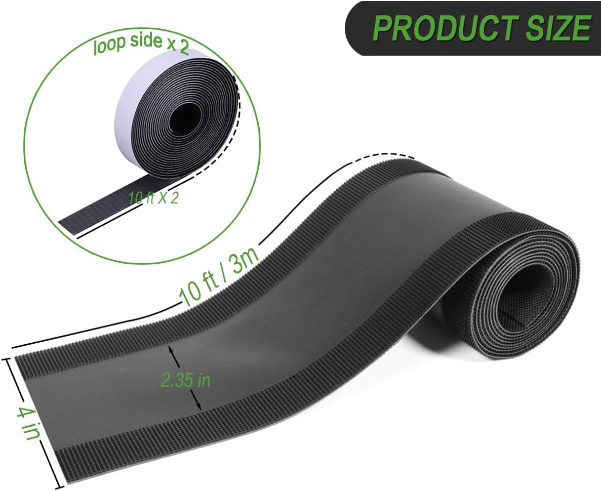 Floor Cable Covers - 10ft Oxford Fabric Cord Protector with Adhesive Hook & Loop,Waterproof Wire Storage Sleeve for Any Floor Surface,Durable Cable Management to Prevent Tripping Hazards (Black, 10ft)