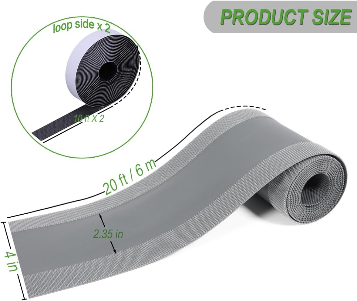 Floor Cable Covers - 20ft Oxford Fabric Cord Protector with Adhesive Hook & Loop,Waterproof Wire Storage Sleeve for Any Floor Surface,Durable Cable Management to Prevent Tripping Hazards (Gray, 20ft)