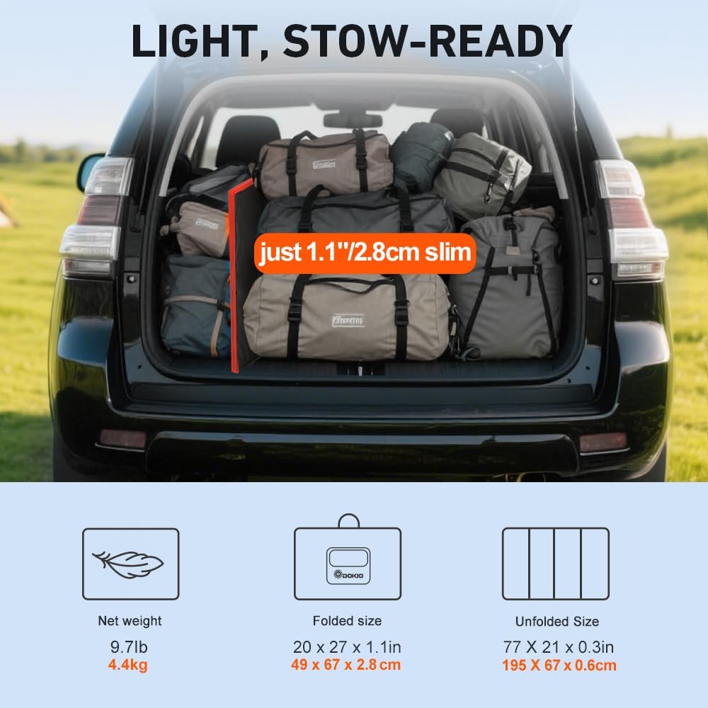DOKIO 200W Portable Foldable Solar Panel Kit (20x27in, 9.7lb), with Separate Controller and Dual USB, Monocrystalline Charger for 12V Batteries & Power Stations, RV Camping Trailer Emergency Backup