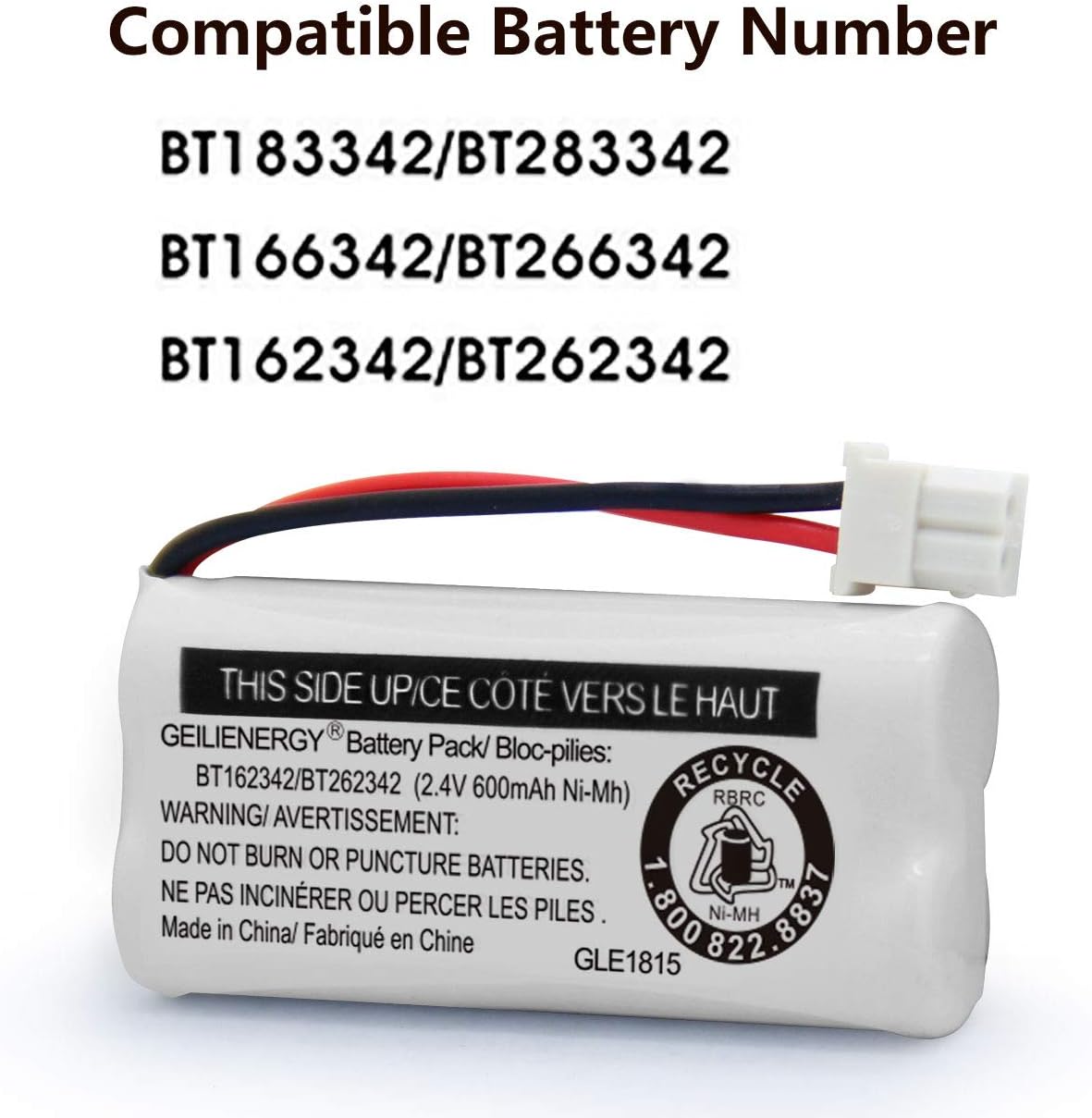 GEILIENERGY BT183342 BT283342 BT166342 BT266342 BT162342 BT262342 Battery Compatible with CS6114 CS6419 CS6719 CS6919 EL52300 CL80111 Cordless Handset Phone (Pack of 4)