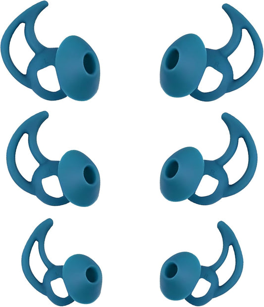 Ear Bud Pads Replacement Ear Tips Silicone Earbud Tips Compatible with Bose Quietcomfort and Sport Headphone Rubber Tips Earbud Covers Eartips 3 Pairs S M L Blue