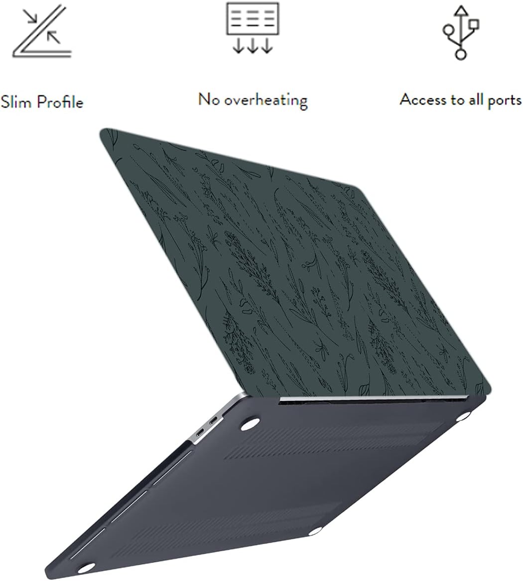LanBaiLan Compatible for MacBook Pro 13 inch with Touch Bar 2022 2021 2020 2019 2018 2017 2016 Release M1 M2 A2338 A2289 A2251 A2159 A1989 A1706 A1708, Laptop Hardshell Case & Keyboard Cover, Grass