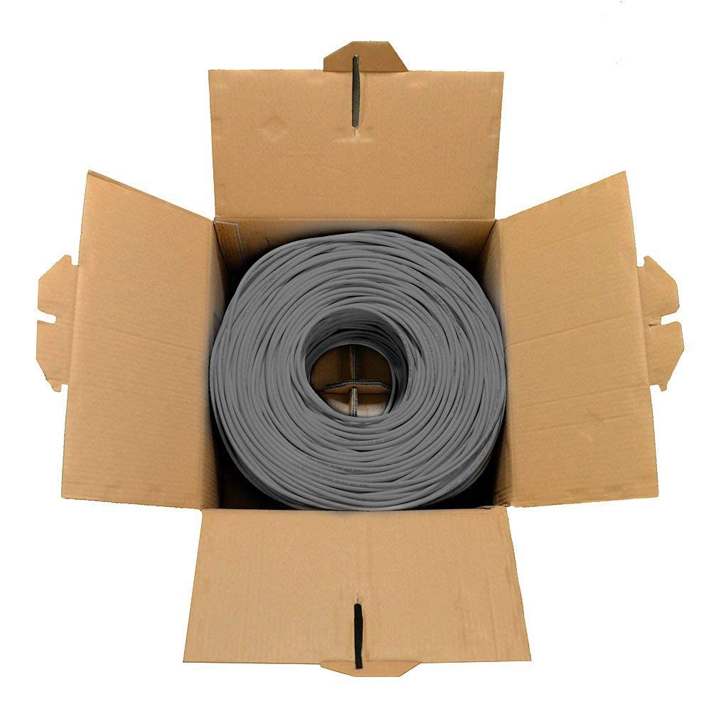 Dripstone CAT6 Ethernet Cable 1000ft Bulk Network LAN Wire 23AWG Solid UTP 550MHz High-Speed Internet Cable Gaming, Streaming, Office, Home Use, Pull Box, Cat6 Bulk, Stable Connectivity - Gray