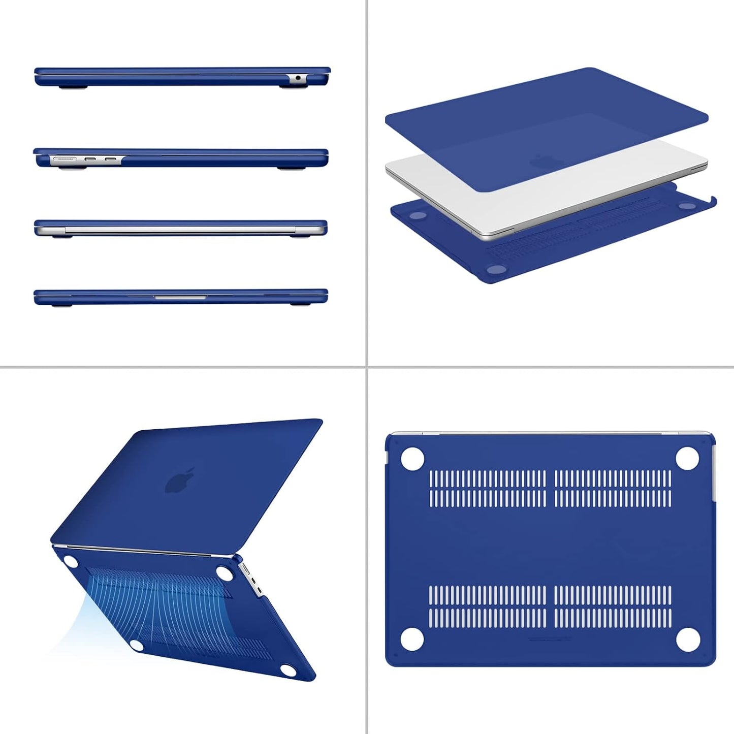 MOSISO Compatible with MacBook Air 13 inch Case 2025 2024 2023 2022 M4 A3240 M3 A3113 M2 A2681, Plastic Hard Shell&Keyboard Cover&Screen Film&Type C for MacBook Air 13.6 inch Case, Royal Blue