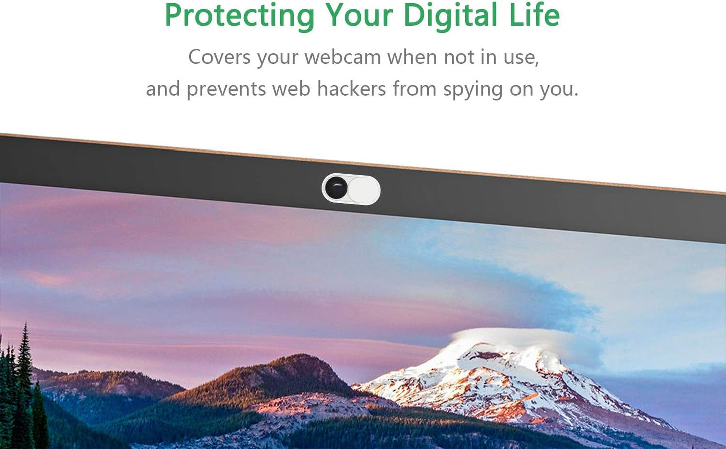 CloudValley Webcam Cover Slide, 0.023 Inch White, Web Camera Cover for MacBook Pro, MacBook air, Laptop, iMac, Desktop, PC, iPad, iPhone 8/7/6 Plus, Privacy Protection, Ultra-Thin[2 Packs]