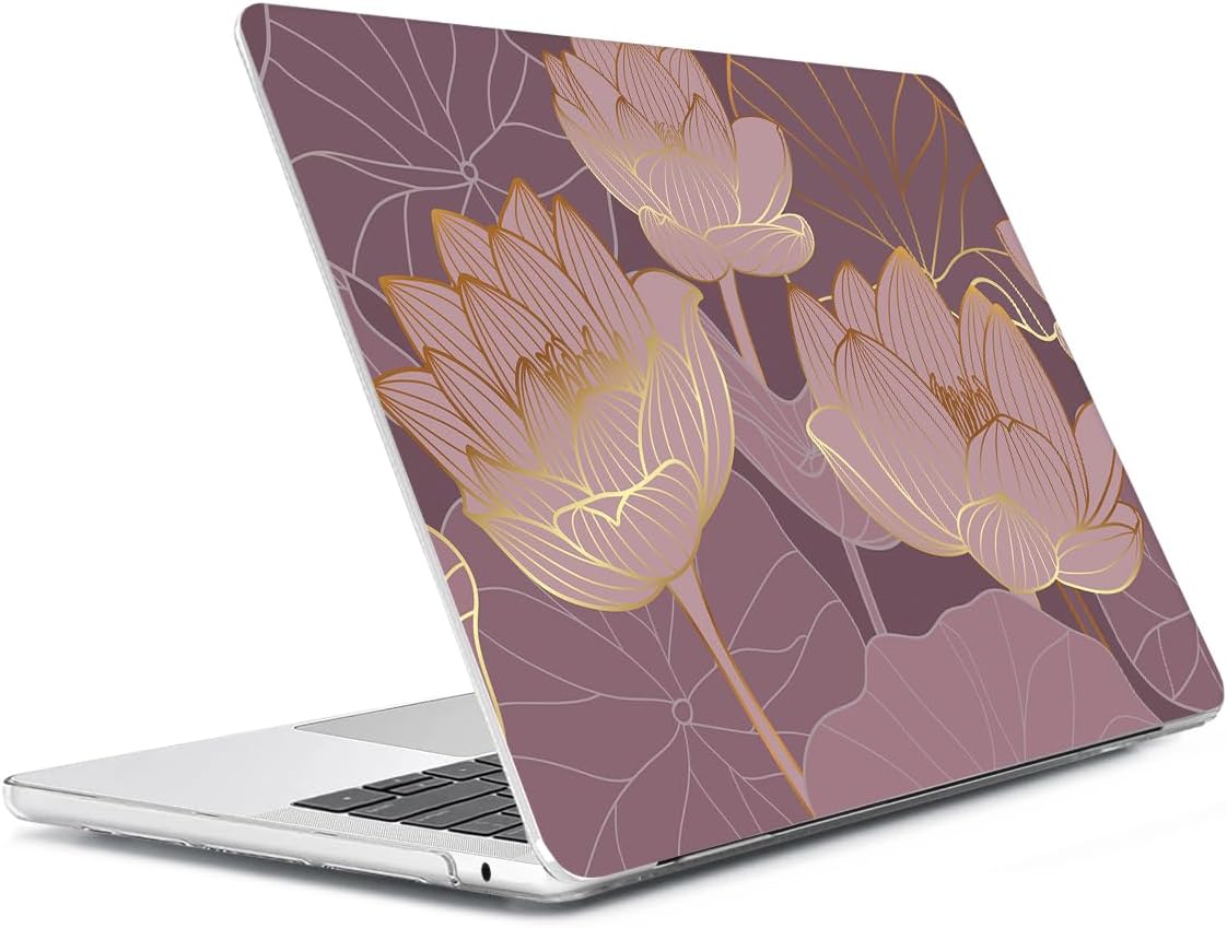 Compatible with 2025 2024 2023 2022 MacBook Air 13 inch Case M4 A3240 M3 A3113 M2 A2681, Hard Shell&Keyboard Cover&Screen Film&Webcam Cover for New M4 Mac Air 13.6 inch with Touch ID, Lotus