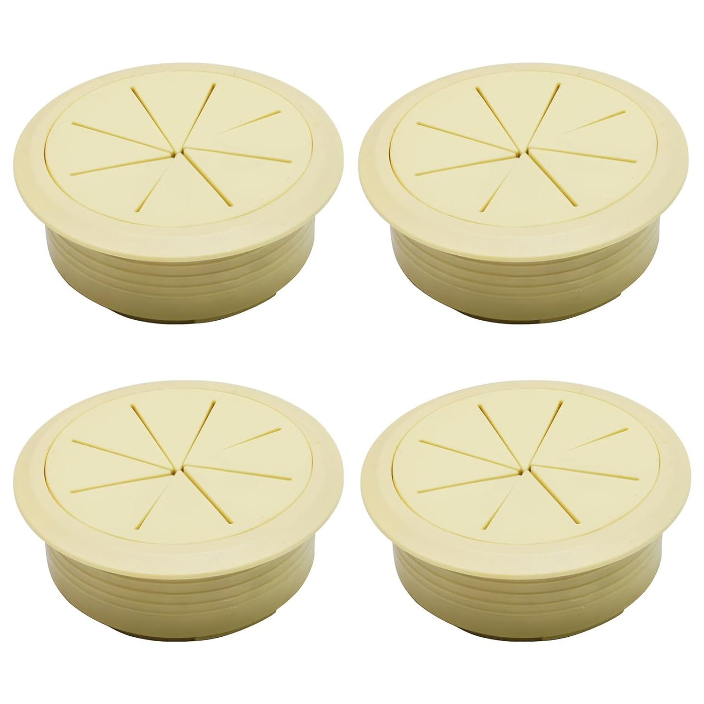 Desk Grommet 2" (50 mm), Desk Hole Cover for Cables Beige, Cable Grommet ABS Plastic, Desk Hole Grommet for Office and Home Table Cable, Detachable & Flexible Cable Cord Organizer-4 Pcs