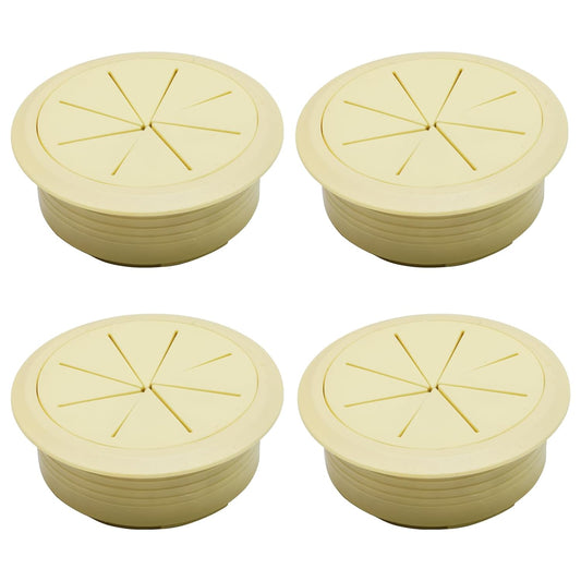 Desk Grommet 2" (50 mm), Desk Hole Cover for Cables Beige, Cable Grommet ABS Plastic, Desk Hole Grommet for Office and Home Table Cable, Detachable & Flexible Cable Cord Organizer-4 Pcs