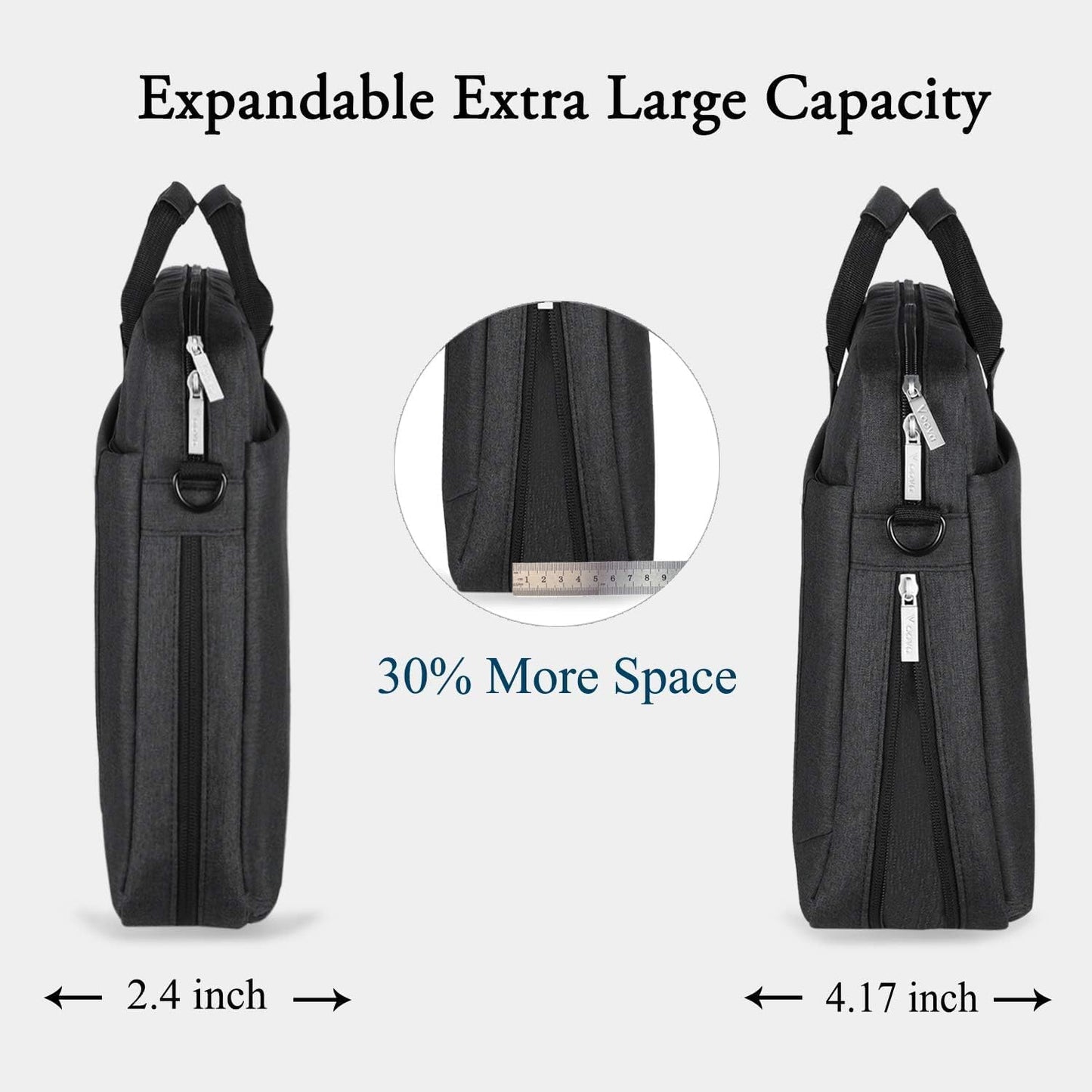 Voova Laptop Bag Case 15 15.6 16 Inch, Computer Sleeve Messenger Bag with Shoulder Strap Expandable Waterproof Business Briefcase for Men Women to Work Travel School, Fit 14-16 Inch Laptop, Black
