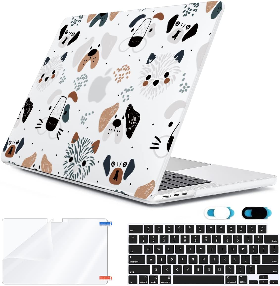 Compatible with MacBook Air 13 inch Case 2025 2024-2022 M4 A3240 M3 A3113 M2 A2681, Plastic Hard Shell&Keyboard Cover&Screen Film&Webcam Cover for MacBook Air 13.6 inch Case, Funny Dog