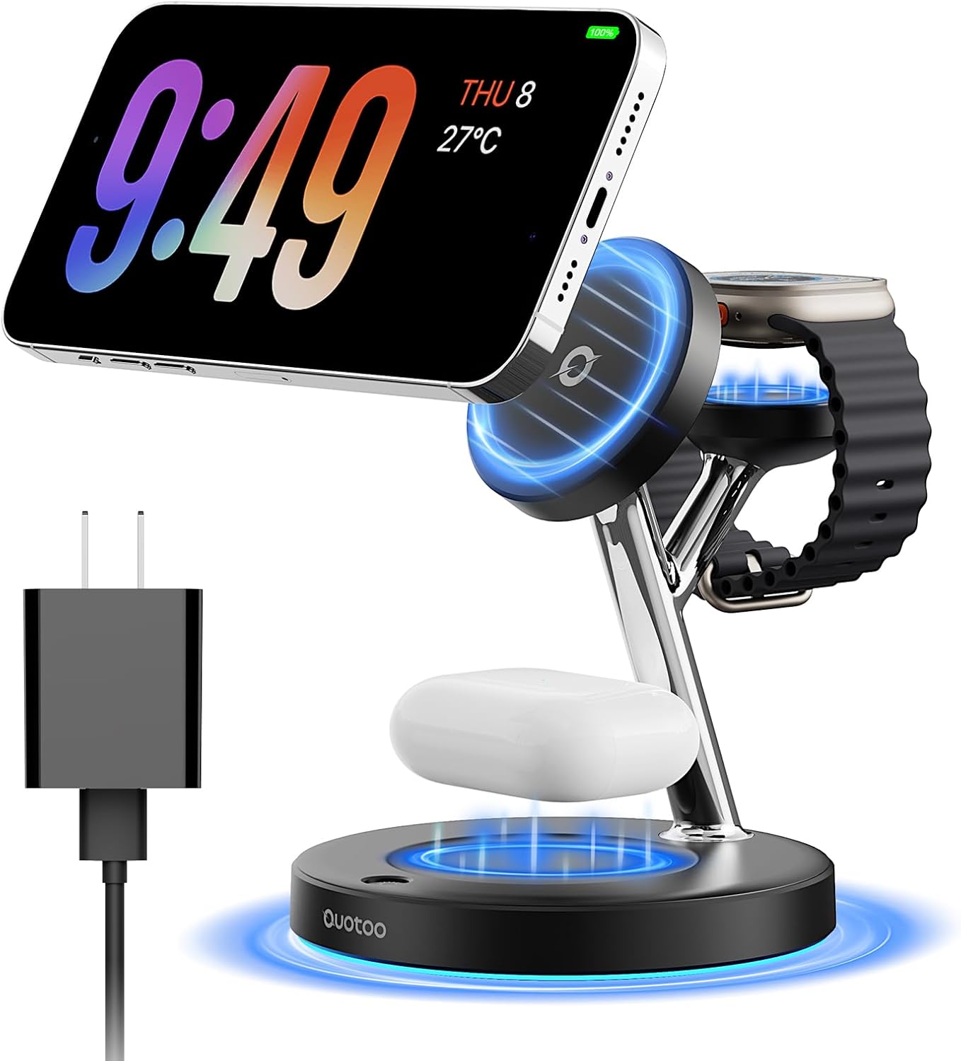 2025 3 in 1 Charging Station Compatible with Mag-Safe Charger Wireless Charger Stand for iPhone 16 15 14 13 12 Series Wireless Charging Station for AirPods Wireless Charging Stand for iWatch Series