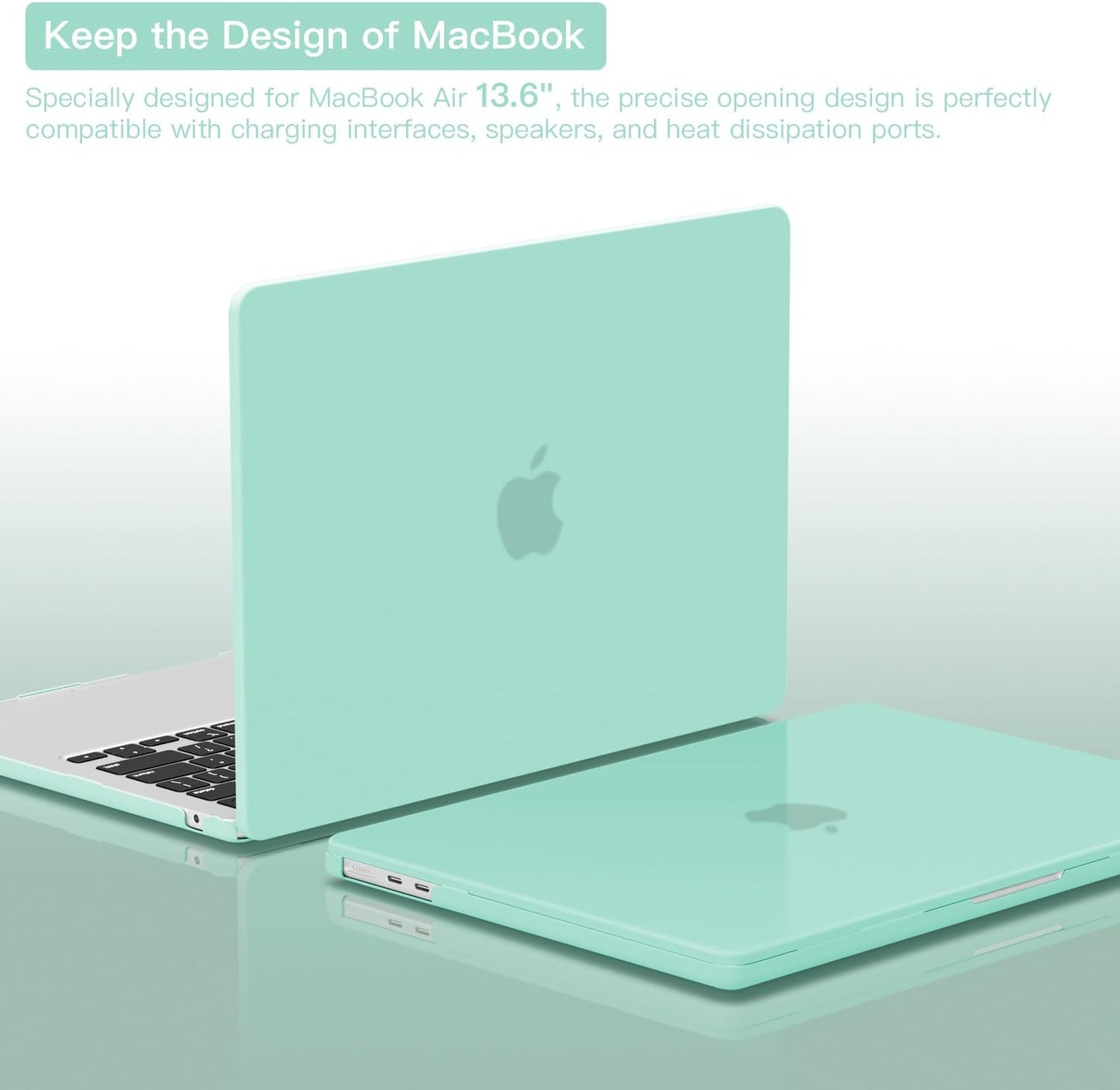 CISSOOK Compatible with MacBook Air 13.6 Inch 2025 2024 2022 Model A3240 A3113 A2681, Plastic Hard Shell Case with Keyboard Cover USB Adapter for MacBook Air 13 M4 M3 M2 Chip, Frosted Green