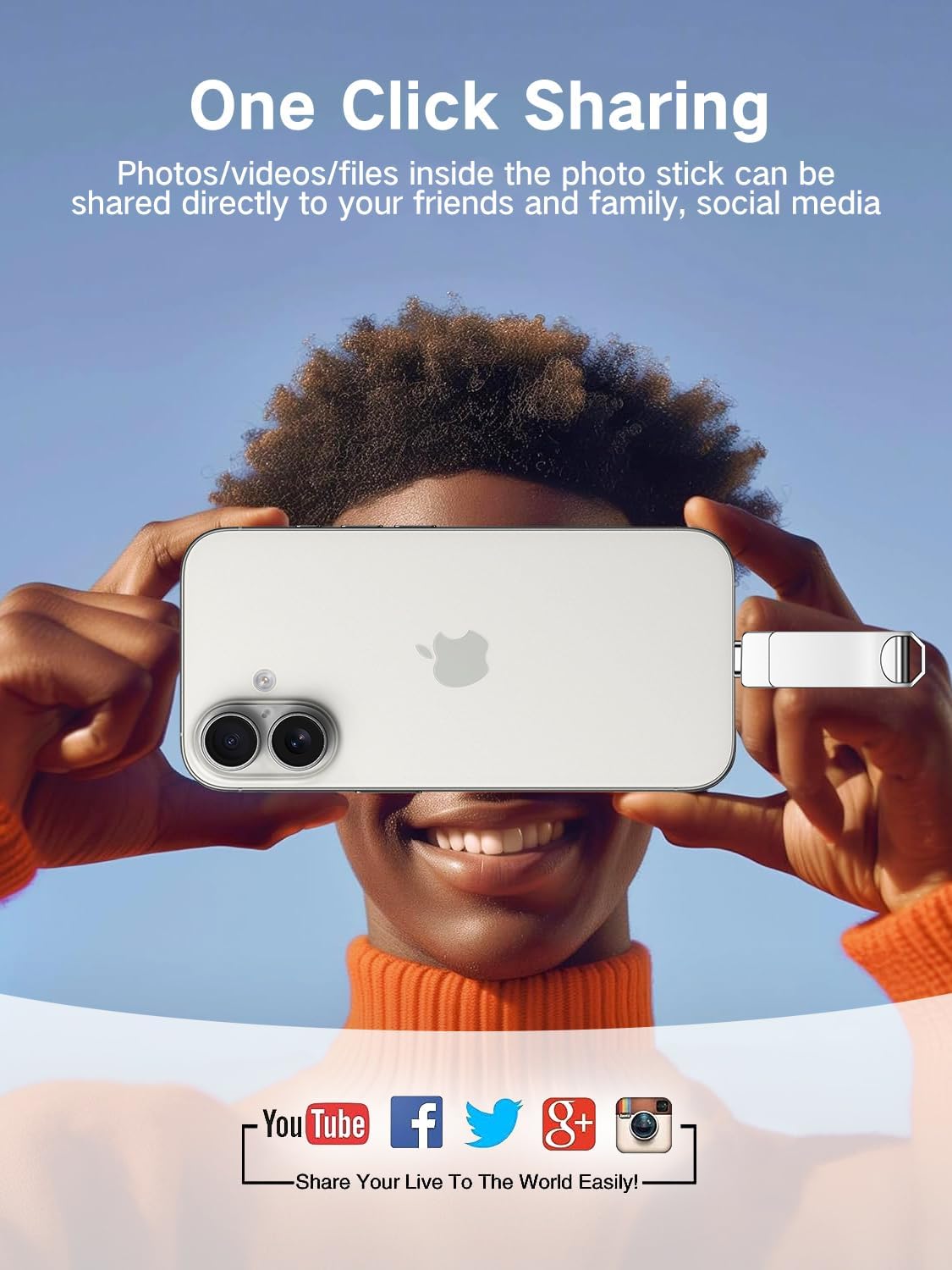 256GB Flash Drive Intended for iPhone, Memory Stick Storage Files Photos Videos Backup, Compatible with iPhone iPad Android PC, Plug and Play, No Application Required (Metal Silver)