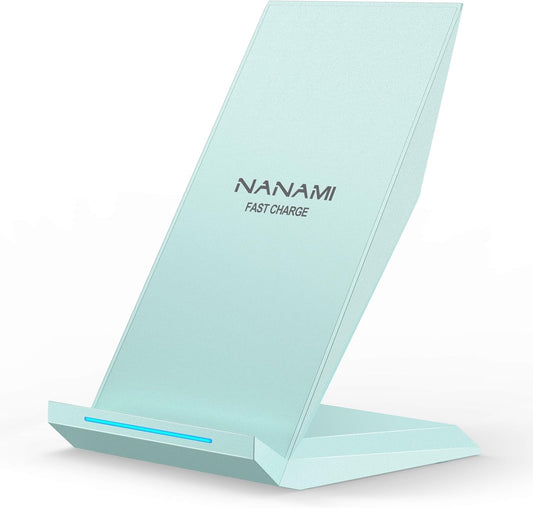 NANAMI Wireless Charger - Fast Wireless Charging Stand Desktop Charger Dock for iPhone 16/15/14/13/12/11 Pro, 10W for Samsung Galaxy S25/S24/S23/S22/S21/S20/Note 20 Ultra/10/9 and Qi-Enabled Phone
