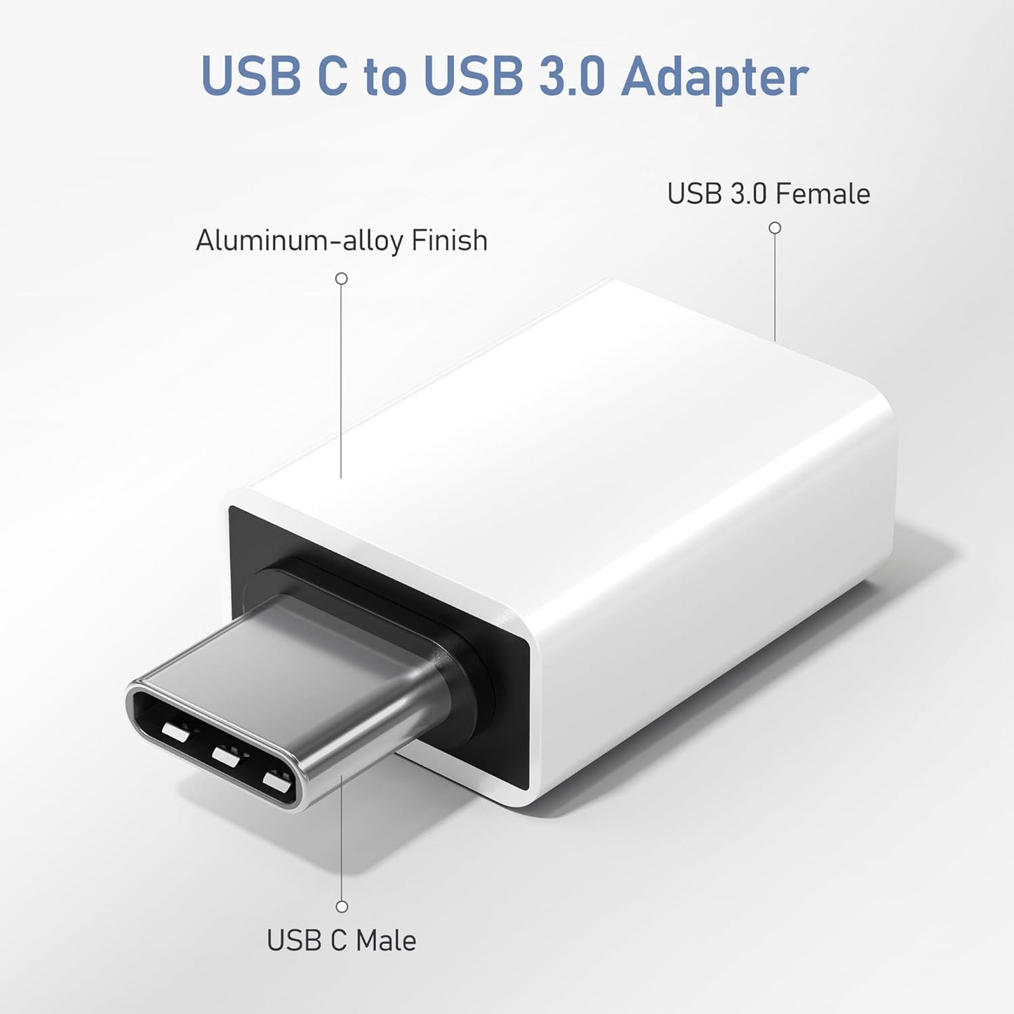 Basesailor USB C to USB Adapter 3Pack,USB C Male to USB A 3.0 Female Adapter,Type C Thunderbolt 4 OTG Converter for Apple MacBook Pro,Mac Book,iPad,Microsoft Surface Go,Samsung Galaxy S25,iPhone 17 16