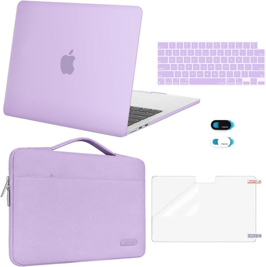 MOSISO Compatible with MacBook Air 13 inch Case 2025 2024 2023 2022 M4 A3240 M3 A3113 M2 A2681, Hard Shell&Sleeve Bag&Keyboard Skin&Webcam Cover&Screen Film for MacBook Air 13.6 inch, Purple