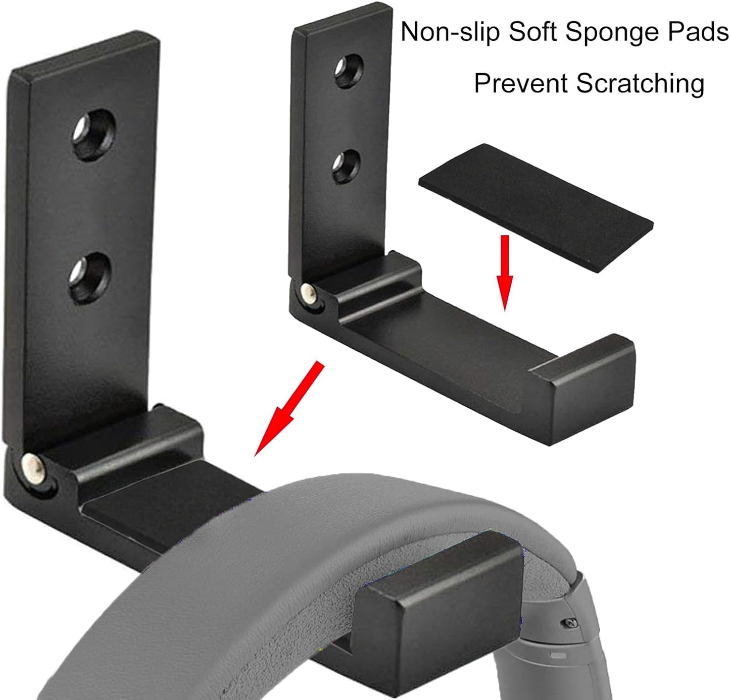 Folding Coat Hooks, Foldable Wall Hooks for Hanging Aluminum Alloy Cloth Hanger Coat Hanger Headphones Holder Headset Wall Hanger Hook- Pack of 4