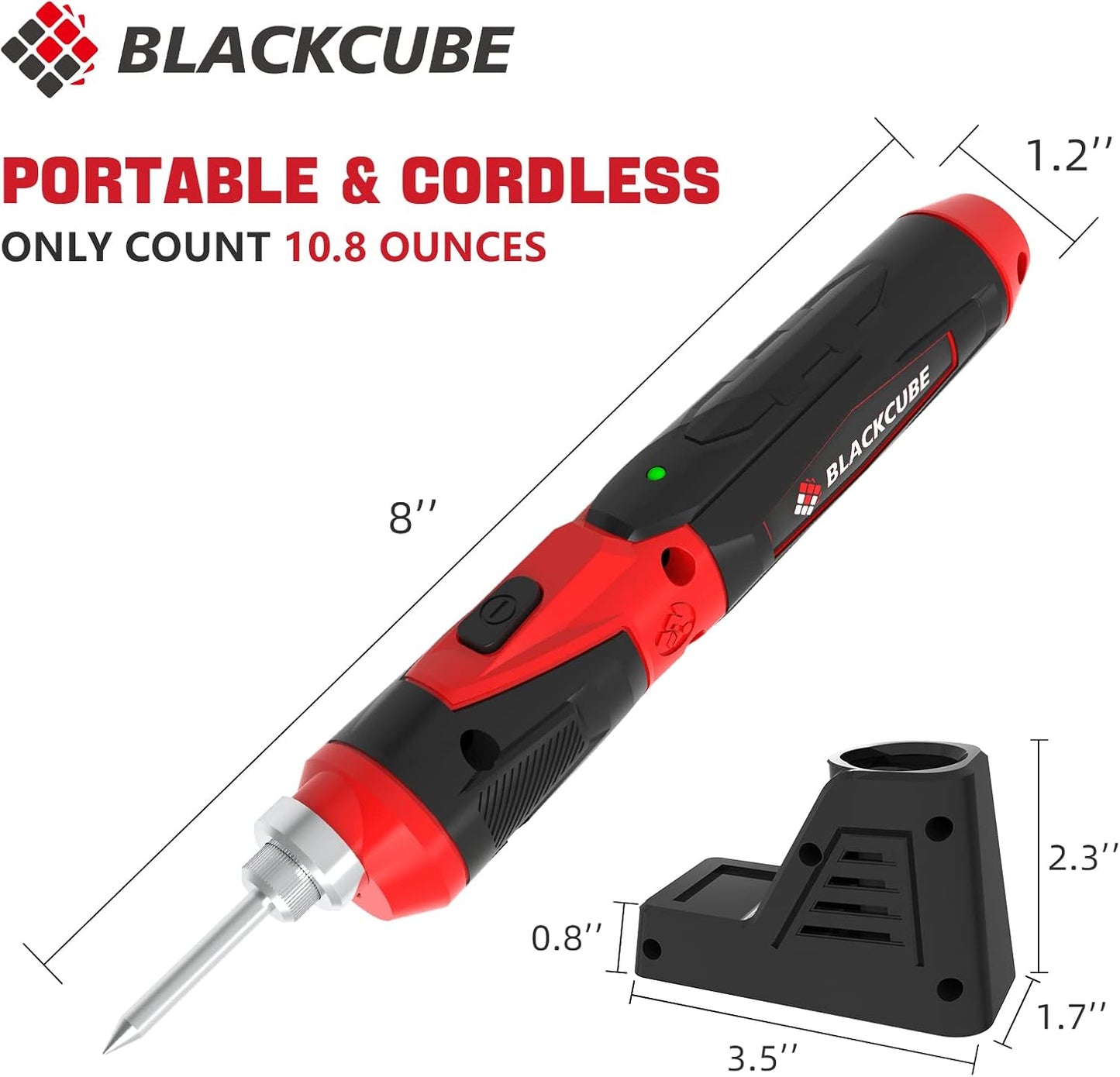 BLACKCUBE Cordless Soldering Iron Kit - Portable 2000mAh USB Rechargeable Soldering Iron Tools with LED Spotlight Max 878℉ Fast Heating 4V Lithium-Ion Battery