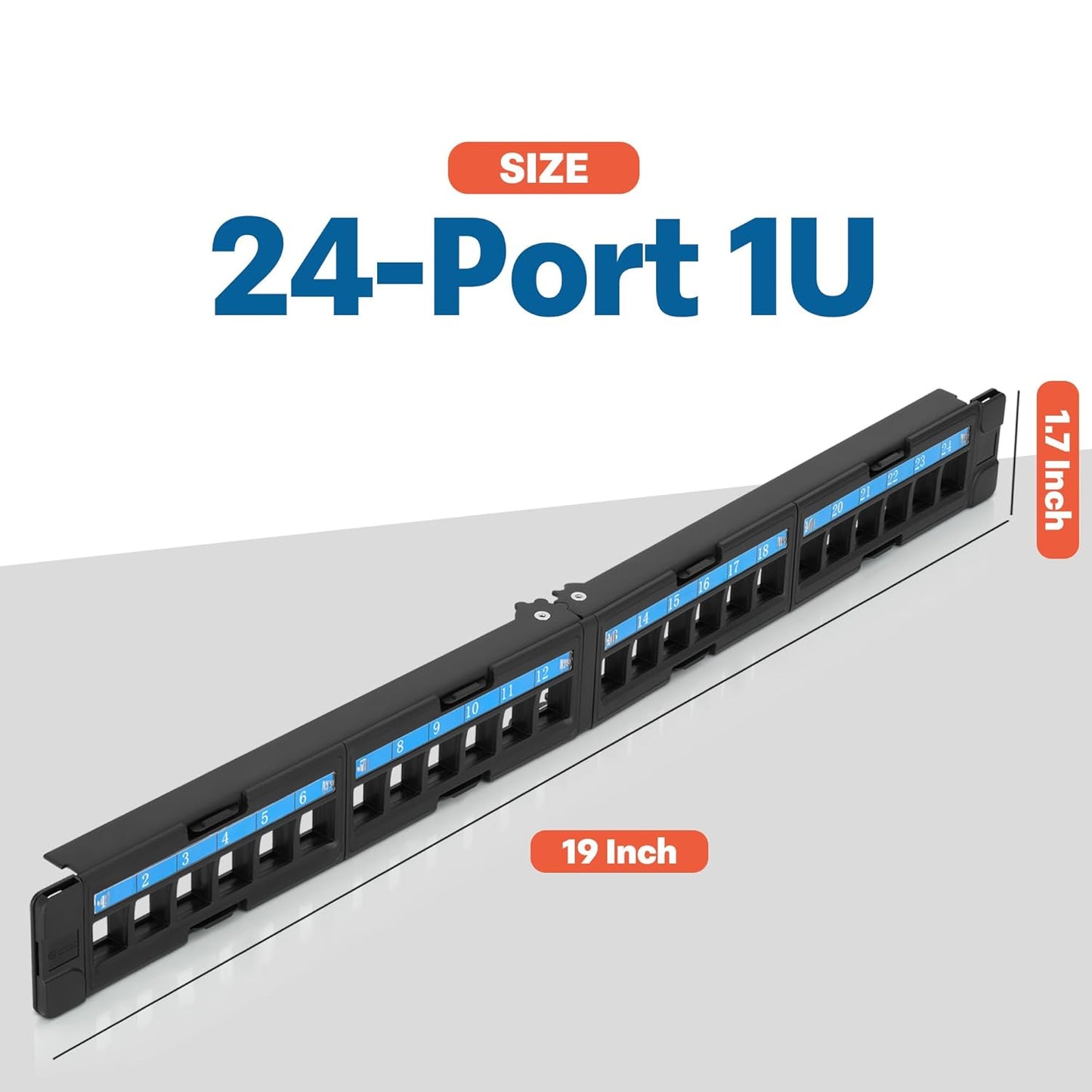 Everest 24 Port Keystone Patch Panel (4-Pack) - Removable 6-Port Panels - Use with Slim Profile Keystones ONLY (Wider Jacks May not fit Side by Side)
