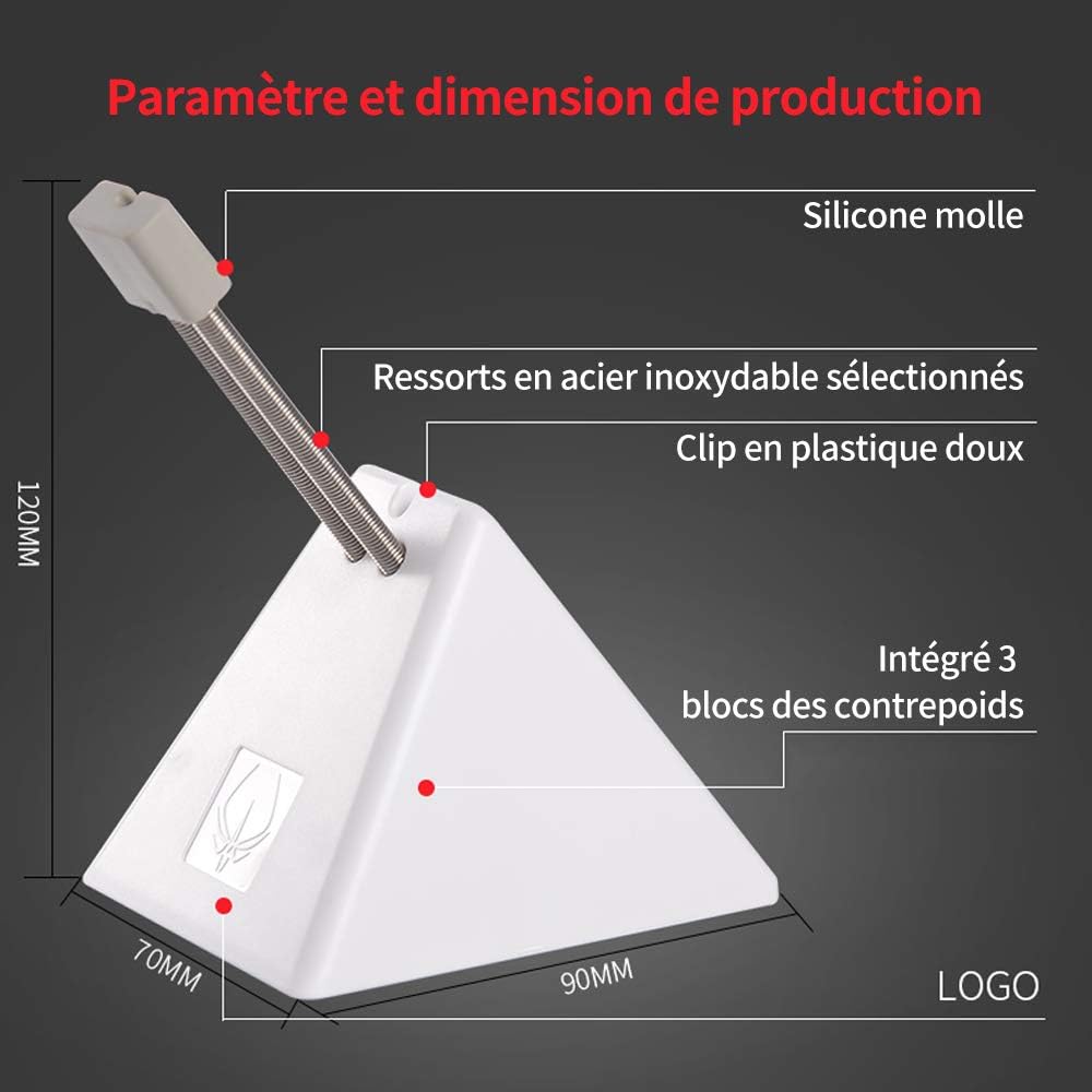 Hotline Games Mouse Bungee Mouse Cord Clip Cord Management System Fixer Holder for Esports FPS Game (3.0 Black)