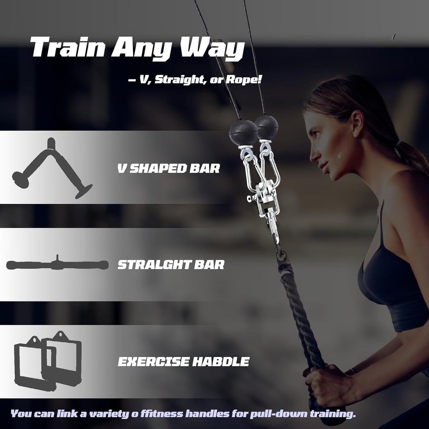 Double to Single Adaptor Plate for Cable Pulley Machines Durable Solid Stainless Steel with 3 Carabiners Suitable for Dual Cable Machines LAT Pulldown, Shoulder & Biceps Exercises