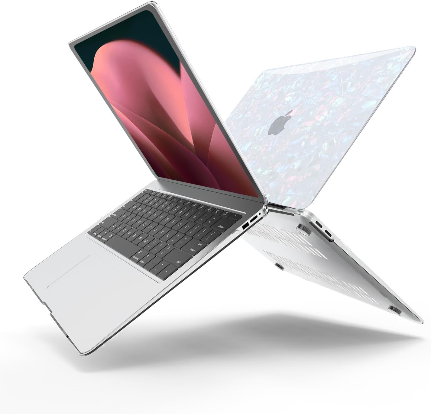 Anban Compatible with MacBook Pro 13 inch Case M2 M1 2025-2016 A2338 A2251 A2289 A2159 A1989 A1706 A1708, Plastic Hard Shell+Keyboard Cover+Screen Protector for MacBook Pro 13.3 inch Case, Shiny Pearl