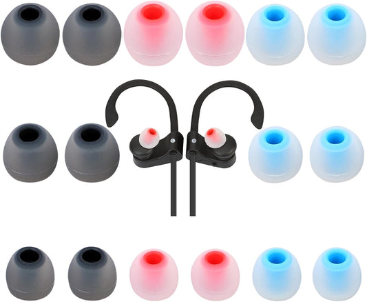 Earbud Tips Soft Anti Slip Washable Reusable Silicone Fit Most In-Ear Earbuds (Inner Hole 3.8mm-5.1mm) 18pcs S M L