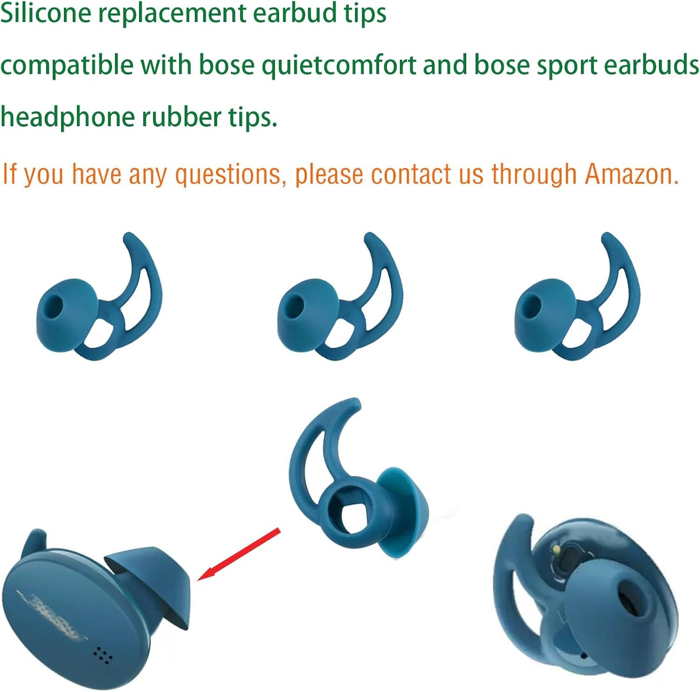 Earbud Pads Replacement Silicone Ear Bud Tips Eartips Compatible with Bose Quietcomfort and Sport Headphone Rubber Tips Earbud Covers Small 3 Pairs