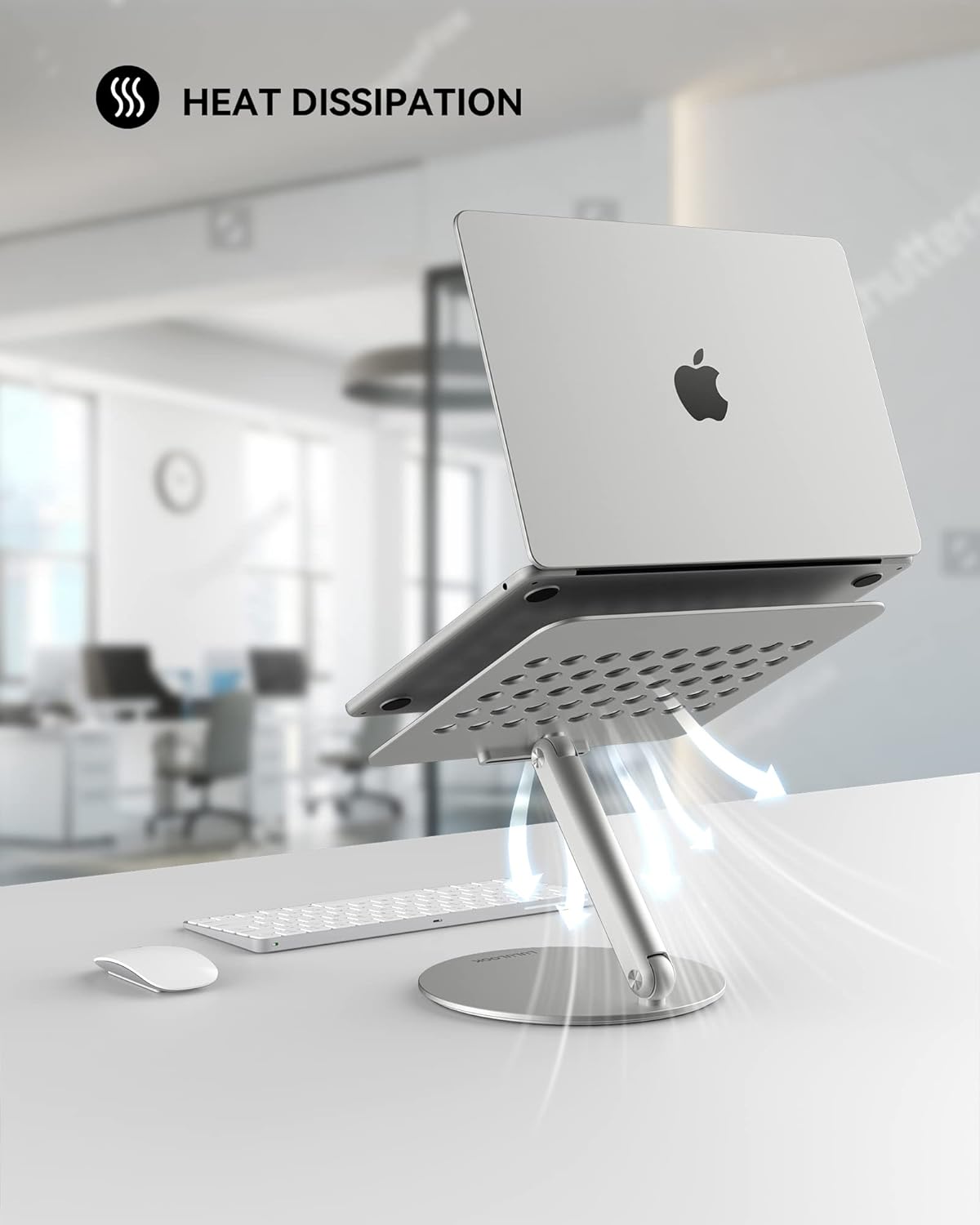 LULULOOK Laptop Stand for Desk 2025, 360 Rotating Adjustable Laptop Riser, Upgraded Foldable Full Aluminum Alloy Computer Stand for MacBook Pro/Air, Dell, HP, Lenovo and Other 10-17inch Laptops