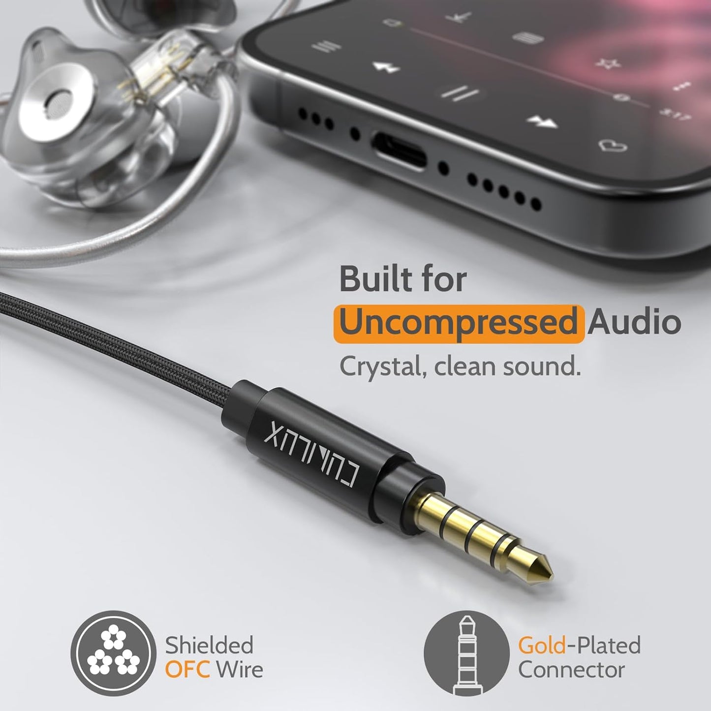 Cubilux Headphone Splitter with Volume Control, 3.5mm Dual Earphones Connector, 1/8 Double Audio Jack Adapter for 2 People, Music Share Adapter for Plane, Train Travel