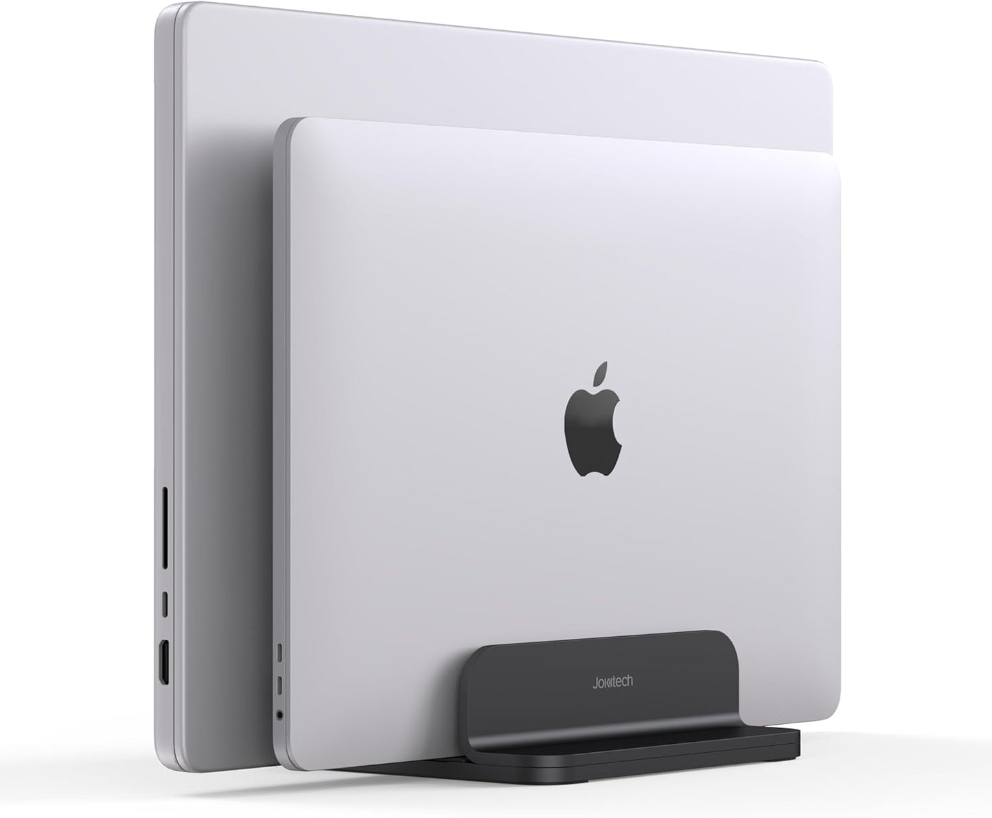 Dual Aluminum Vertical Laptop Stand Organizer, Sturdy Notebook Computer Holder Stand Compatible with New Liquid Retina XDR Apple MacBook Air/Pro, Mac mini and iPad Pro - Black